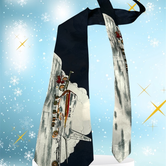 Vnt Renaissance ‘Hand Made AIRPLANE Polyester TWILL Necktie EUC - Picture 7 of 8